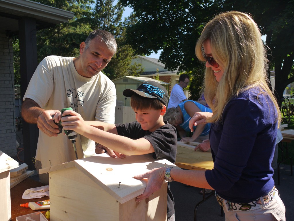 Local woodworker David Keller helps out at a Little Libraries of KW Community Build